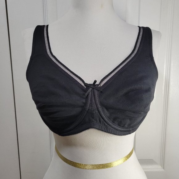 LASCANA Minimizer Underwire T-Shirt Black Sheer Accent Bra sz 34C EUC Comfy Cute - Picture 1 of 8